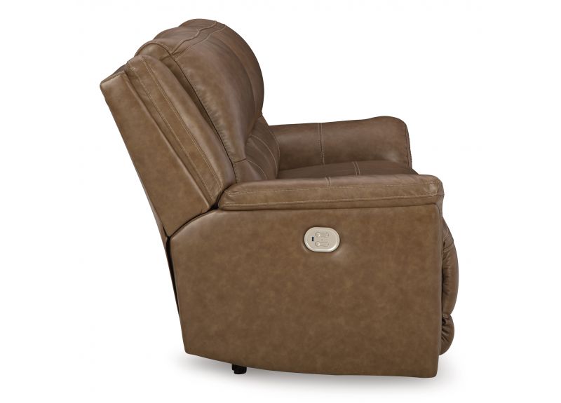 2 Seater Electric Leather Recliner Lounge with Power Headrest in Brown Colour - Tremont
